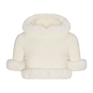 SKIMS Cream Fur-Trimmed Hooded Jacket